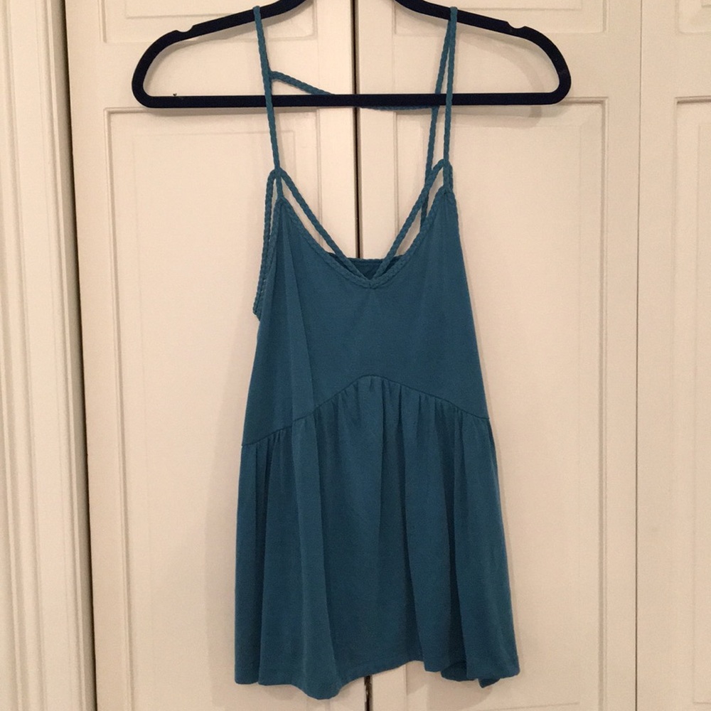 Blue braided tank top
